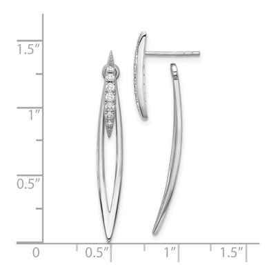 Sterling Silver CZ Curved Point Dangle Earrings – view 5