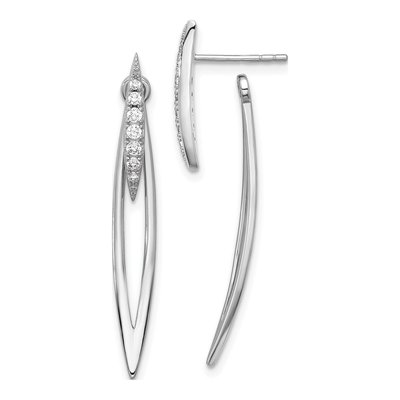 Sterling Silver CZ Curved Point Dangle Earrings
