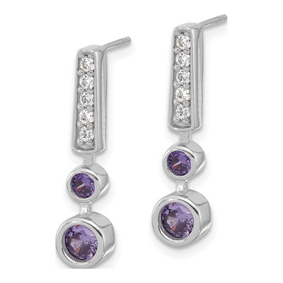 Sterling Silver CZ Dangle Earrings – view 3
