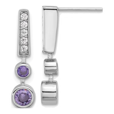 Sterling Silver CZ Dangle Earrings