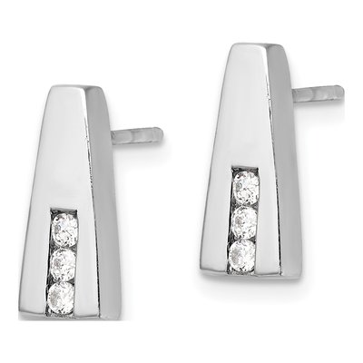 Sterling Silver 2mm Round CZ Button Stud Earrings – view 3