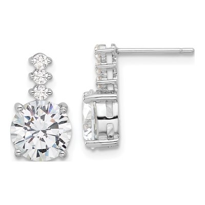 Sterling Silver CZ Dangle Earrings