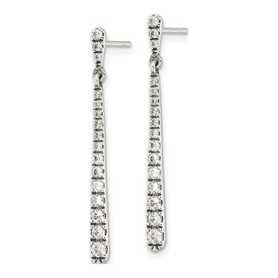 Sterling Silver CZ Graduated Dangle Earrings – view 3