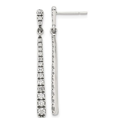Sterling Silver CZ Graduated Dangle Earrings