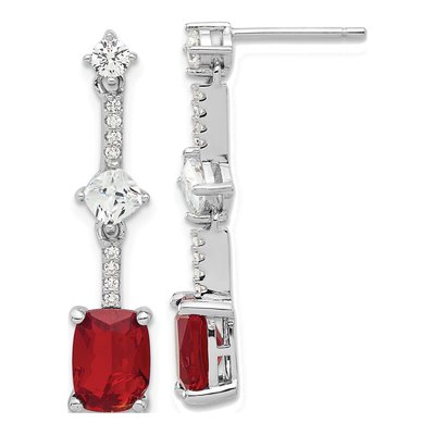 Sterling Silver CZ Dangle Earrings