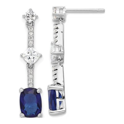 Sterling Silver CZ Dangle Earrings