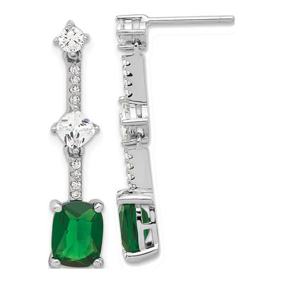 Sterling Silver CZ Dangle Earrings