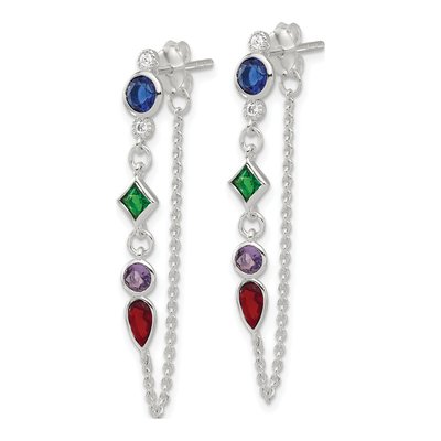 Sterling Silver CZ Multicolor Dangle Earrings – view 3