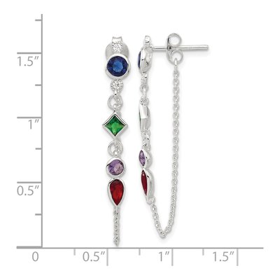 Sterling Silver CZ Multicolor Dangle Earrings – view 5