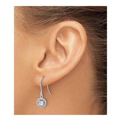 Sterling Silver CZ Halo Dangle Earrings – view 4
