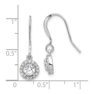 Sterling Silver CZ Halo Dangle Earrings – view 5