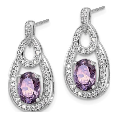 Sterling Silver CZ Dangle Earrings – view 3