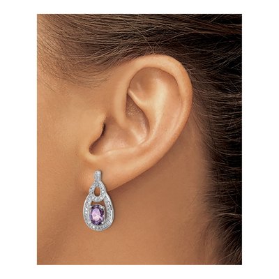 Sterling Silver CZ Dangle Earrings – view 4