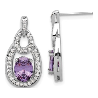 Sterling Silver CZ Dangle Earrings