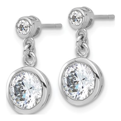 Sterling Silver CZ Bezel Dangle Earrings – view 3
