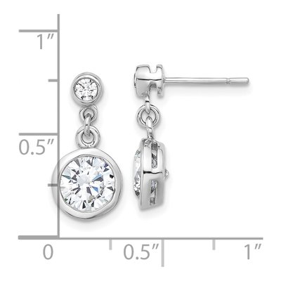 Sterling Silver CZ Bezel Dangle Earrings – view 5