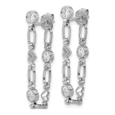 Sterling Silver CZ Heart Dangle Earrings – view 3