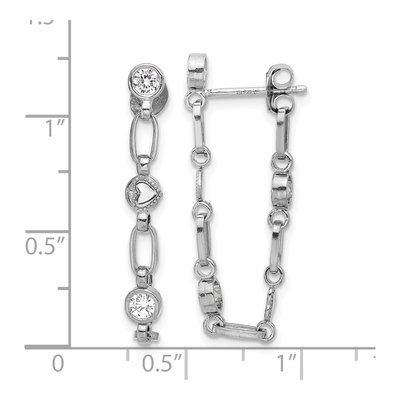 Sterling Silver CZ Heart Dangle Earrings – view 5