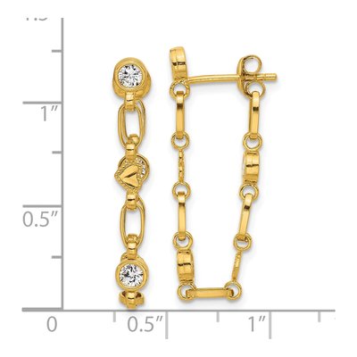 Gold-Plated Sterling Silver CZ Heart Dangle Earrings – view 5