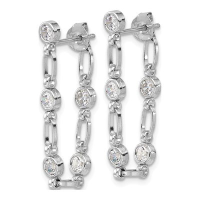 Sterling Silver CZ Bezel Dangle Earrings – view 3