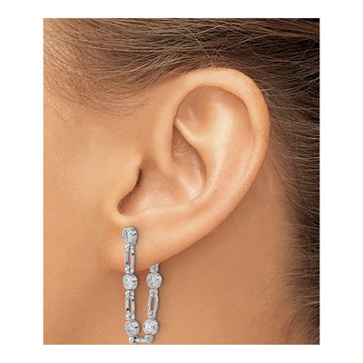 Sterling Silver CZ Bezel Dangle Earrings – view 4
