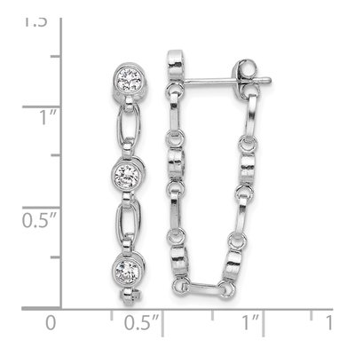 Sterling Silver CZ Bezel Dangle Earrings – view 5