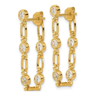 Gold-Plated Sterling Silver CZ Dangle Earrings – view 2