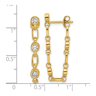 Gold-Plated Sterling Silver CZ Dangle Earrings – view 4