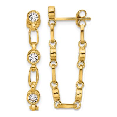 Gold-Plated Sterling Silver CZ Dangle Earrings