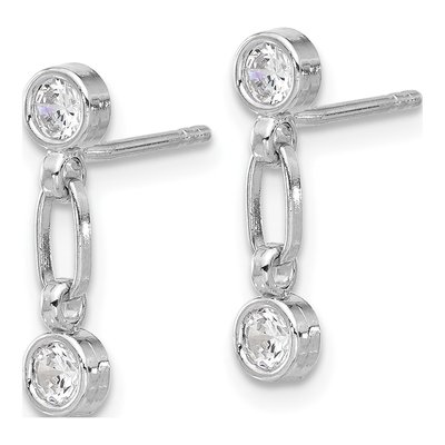 Sterling Silver CZ Bezel Dangle Earrings – view 3