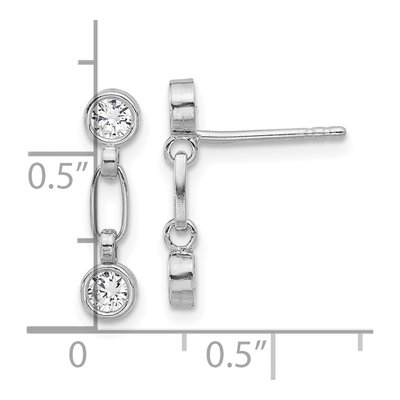 Sterling Silver CZ Bezel Dangle Earrings – view 5