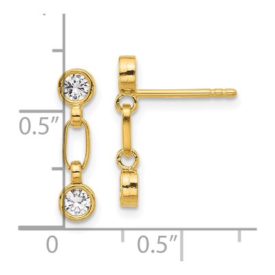 Gold-Plated Sterling Silver CZ Bezel Dangle Earrings – view 5