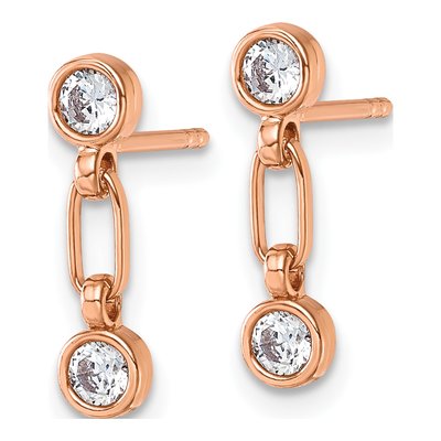 Rose Gold-Plated Sterling Silver CZ Bezel Dangle Earrings – view 3