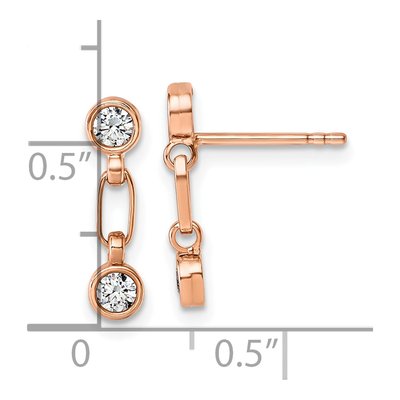 Rose Gold-Plated Sterling Silver CZ Bezel Dangle Earrings – view 4