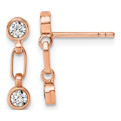 Rose Gold-Plated Sterling Silver CZ Bezel Dangle Earrings