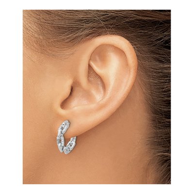 Sterling Silver 18mm CZ Link Hoop Earrings – view 4