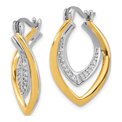 Sterling Silver 27mm CZ Fancy Hoop Earrings – view 3