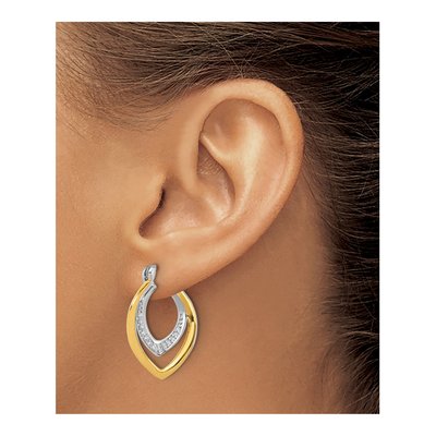 Sterling Silver 27mm CZ Fancy Hoop Earrings – view 4