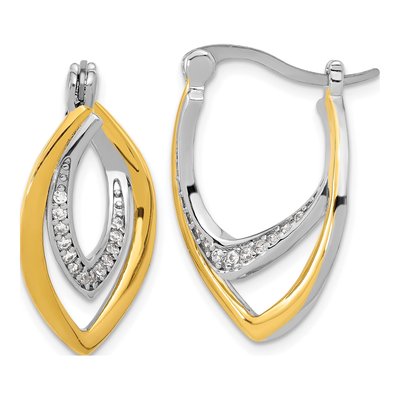 Sterling Silver 27mm CZ Fancy Hoop Earrings