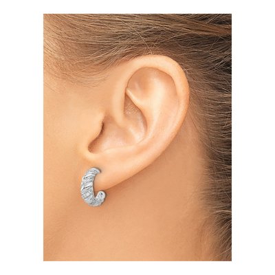 Sterling Silver 15mm CZ Pave Hoop Earrings – view 4