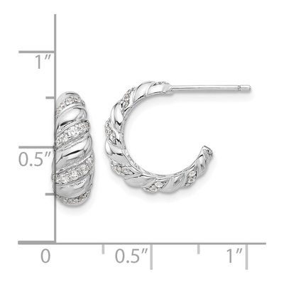 Sterling Silver 15mm CZ Pave Hoop Earrings – view 5