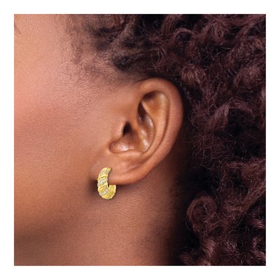 Gold-Plated Sterling Silver 15mm CZ Twisted Hoop Earrings – view 4