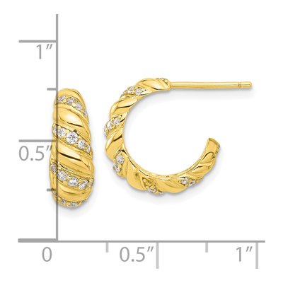 Gold-Plated Sterling Silver 15mm CZ Twisted Hoop Earrings – view 5