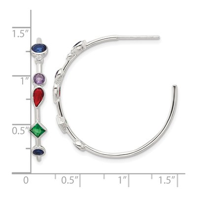 Sterling Silver 31mm CZ Multi-Color Hoop Earrings – view 5