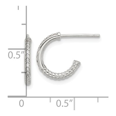 Sterling Silver 12mm CZ Twisted C- Hoop Earrings – view 5