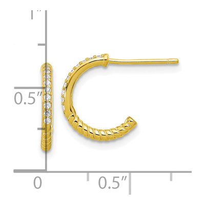 Gold-Plated Sterling Silver 12mm CZ J- Hoop Earrings – view 5