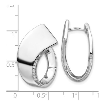 Sterling Silver 25mm CZ Fancy Huggie Hoop Earrings – view 5