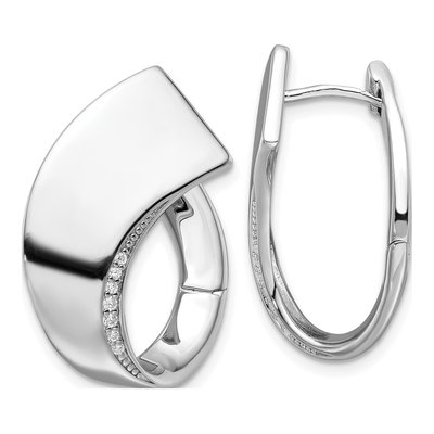 Sterling Silver 25mm CZ Fancy Huggie Hoop Earrings
