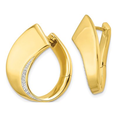 Gold-Plated Sterling Silver 25mm CZ Huggie Hoop Earrings – view 3