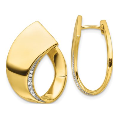 Gold-Plated Sterling Silver 25mm CZ Huggie Hoop Earrings